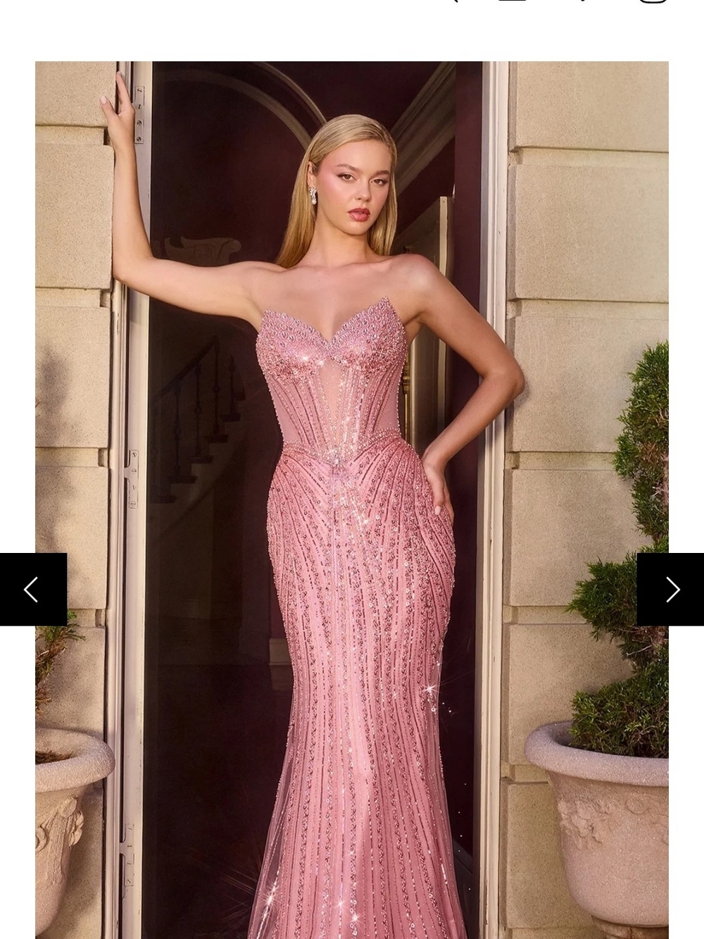PromGirl Strapless Pink Sequin Mermaid Gown